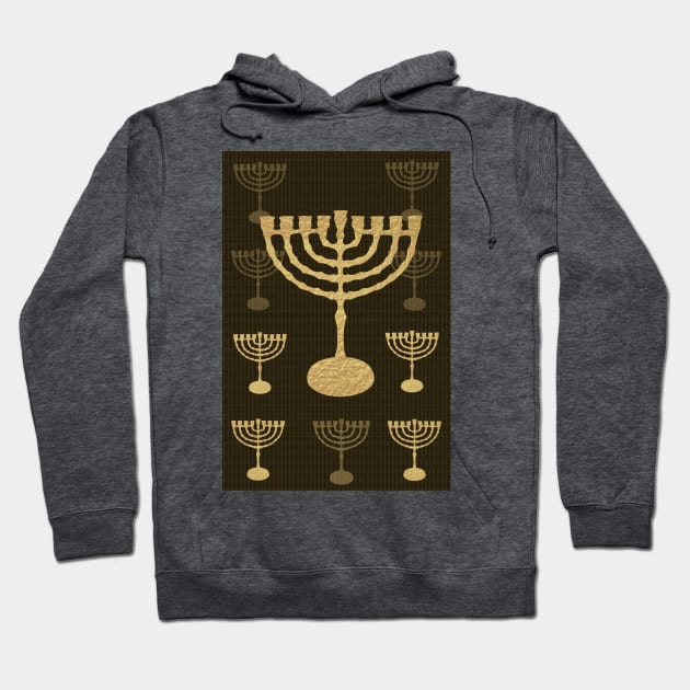 Happy Hanukkah Festival! Jewish Holiday Hanukkah Gold Menorah Vintage Decoration Hoodie by sofiartmedia